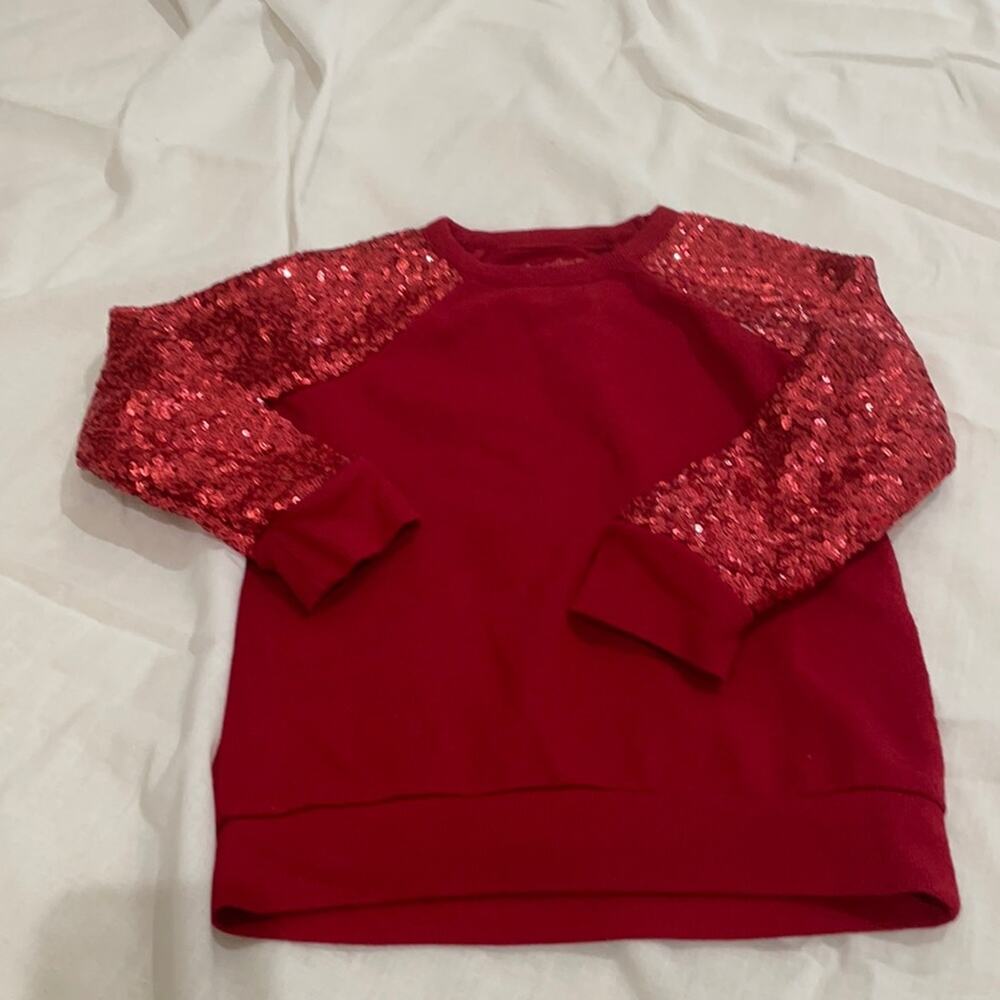 Cat &Jack red sequined arm sweatshirt xs worn once